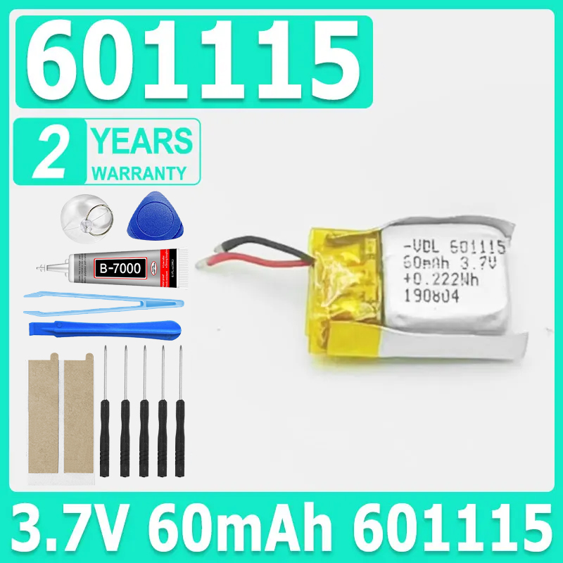 Smartwatch Headset - 3.7V 60mAh 601115 Rechargeable Lithium Li-ion